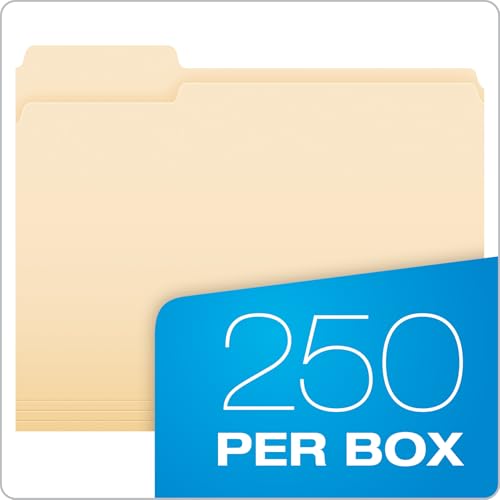 Pendaflex 250-Count File Folders Box - Letter Size Manila 1/3-Cut Tabs for Office & Home Organization