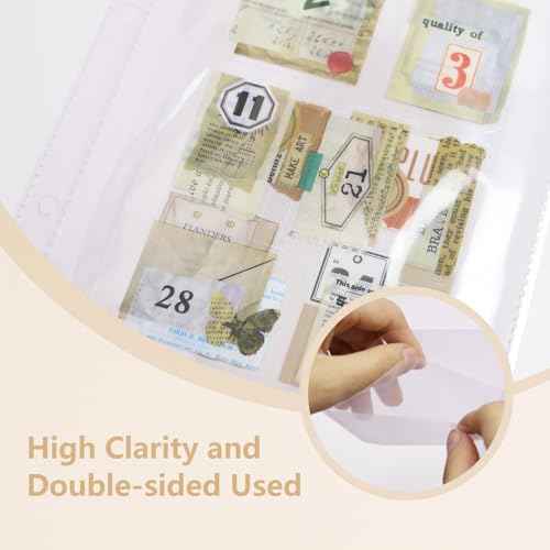 20 Sheets Clear Binder Sleeves Pocket Sheets Protectors Double Sided Plastic Sleeves for Binder Refill, Photo Card Sticker Organizer Pocket Pages Binder Inserts for 6 Ring A5 Binder (1-Pocket)