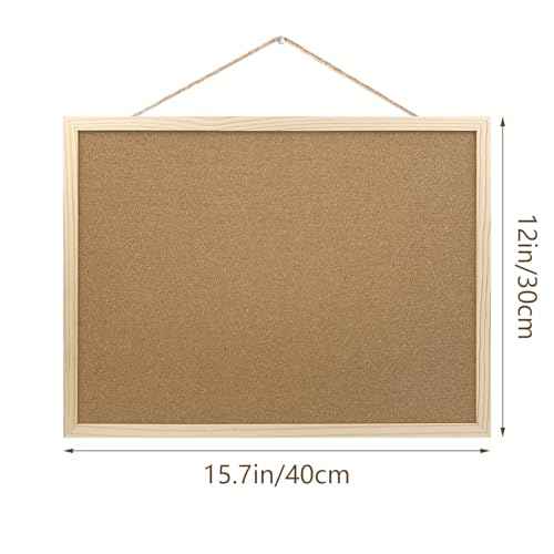 GDMINLO Cork Board Bulletin Board, 15.7"X 11.81" pin Boards for Walls, Oak Wood Finish Frame, Wall Mounted Cork Board for Office Home and School(Pins, Eye Bolts, gaskets, Screws)