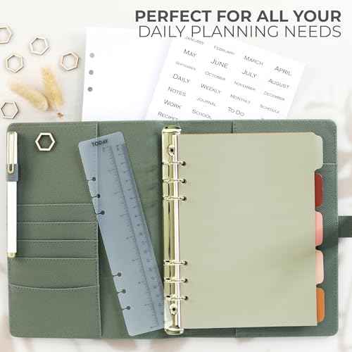 Aesthetic A5 Binder with 6 Golden Rings - Refillable & Sturdy Planner w Pockets Keeps You Perfectly Organized - Mini Notebook with Magnetic Closure Works Great as Photocard Binder for All Your Cards