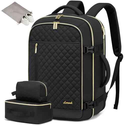 LOVEVOOK Large Travel Backpack for Women, 40L Carry on Backpack for Airplanes,TSA Personal Item Travel Bag fits 17" Laptop,Travel Essentials Carry On Bag Flight Approved with 3 Packing Cubes