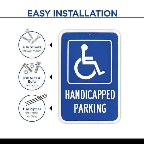 OLANZU (4 Pack) Handicapped Parking Sign 18" x 12" - 0.060 Rust Free Aluminum Thickness - Metal Handicap Parking Sign - UV Protected & Weather Resistant