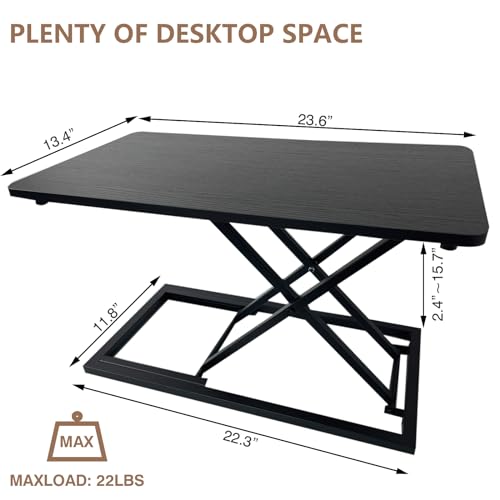 Rlozftel Standing Desk Converter, Height Adjustable Stand Up Desk Riser with 7 Height Levels, Compact Sit Stand Desktop Converter for Laptop or Single Monitor, Office Workstation