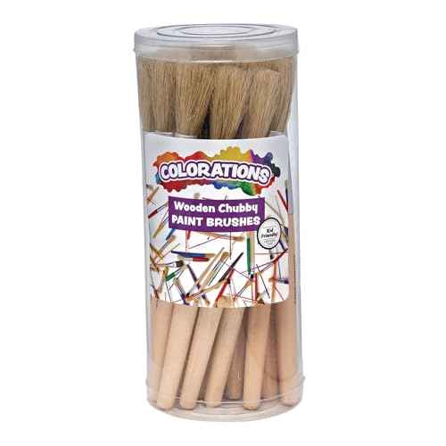 Colorations¢ç Classic Wooden Chubby Paint Brushes for Children, All-Purpose Paint Brushues, Use for Arts & Crafts Projects and All Types of Paint Mediums, Set of 24 Brushes, Kids Paint Brushes