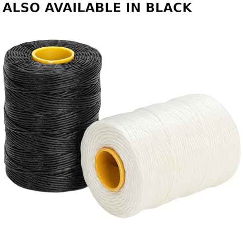 9-Ply White String Waxed Twine, 660 Feet per Roll Heavy Duty Twine String, White Cable Tie Down Wax Lacing Cord for Indoor or Outdoor Use,Thick White Twine Wax String with 160 LBS Tensile Strength (2)