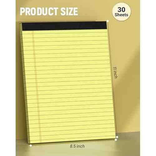 Legal Pads 8.5 x 11, 3 Pack Yellow Note Pads 8.5 x 11 Writing Pads Perforated Paper Tablets 8-1/2 x 11 Wide Ruled Legal Notepads Lined Pads of Paper Notepads Yellow Notebook 30 Sheets Per Notepad