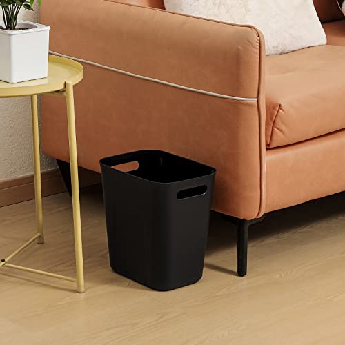 UUJOLY Black Plastic Small Trash Can 3.5 Gallon Wastebasket for Bathroom Kitchen Office