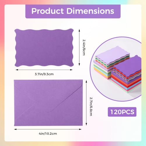 Multicolored 120 Pack Mini Envelopes with Blank Cards for Gift & Event Use