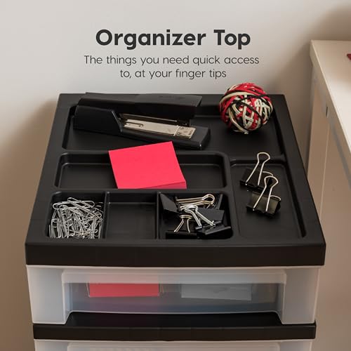 IRIS USA 6-Drawer Rolling Storage Cart - Black/Clear, Removable Wheels