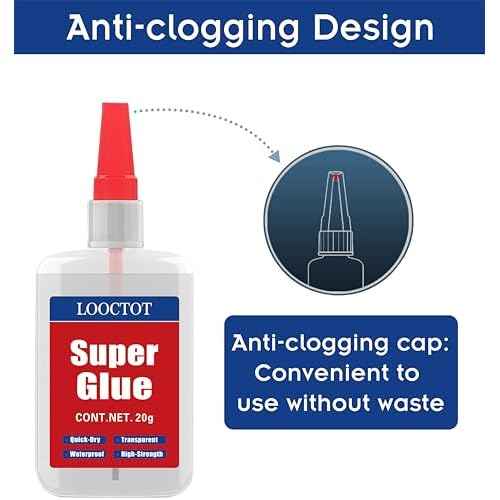 (2-in-1) Super Glue with Brush Applicator & Nozzle, Mess Free Superglue Brush, Instant Glue for All Purpose and Fast Setting for Projects and Repairs,3000 CPS Clear Cyanoacrylate Glue