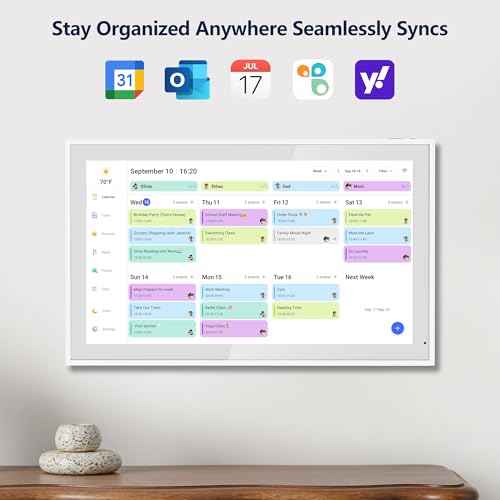 Digital Calendar, 15.6 Inch Wall Planner Electronic Calendar & Chore Chart, Smart Touchscreen Interactive Display for Family Schedules, Great for Organizing Your Routines, Wall & Desk Mountable