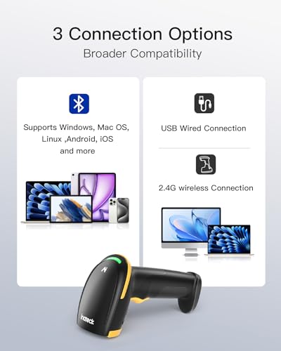 Inateck BCST-36-BK 2D Wireless Bluetooth Barcode Scanner with Cradle