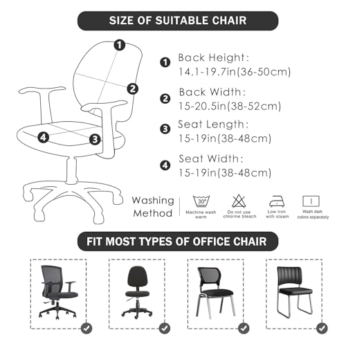 FORCHEER Desk Chair Cover Two-Piece Set (Backrest + Seat) Boho Stretch Fit for Split Office Chairs