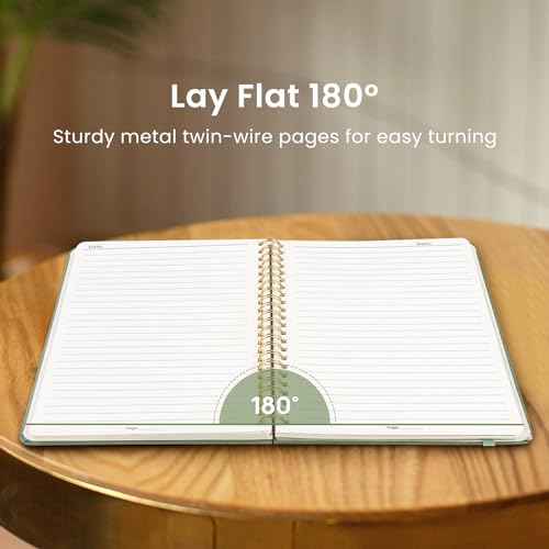 Lined Spiral Journal Notebook for Women & Men, 140 Pages, College Ruled Hardcover Notebook for Work & Note Taking, Journals for Writing, A5(6"x8") - Green