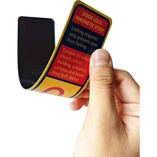 Lockdown Magnetic Strips Door Security Devices Thin Magnetic Strips School Office Emergency Easy Quick Lock Door Latch Yellow Text Version (30)