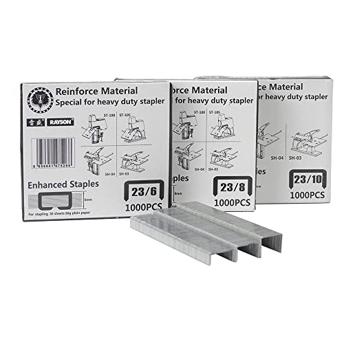 Rayson Heavy Duty Staples 23/6 23/8 23/10 Multi-Size Pack (3 Boxes x 1000) for SH-03/SH-04