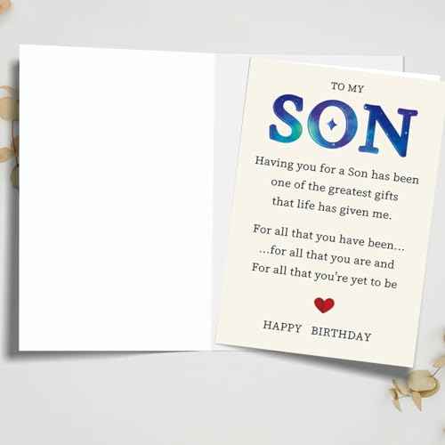 3D Embossed Birthday Card for Son-Raised Lettering & Textured Design - Special Boy Birthday Greeting from Mom and Dad - 7.1x5.3 Inch Premium Card with Envelope