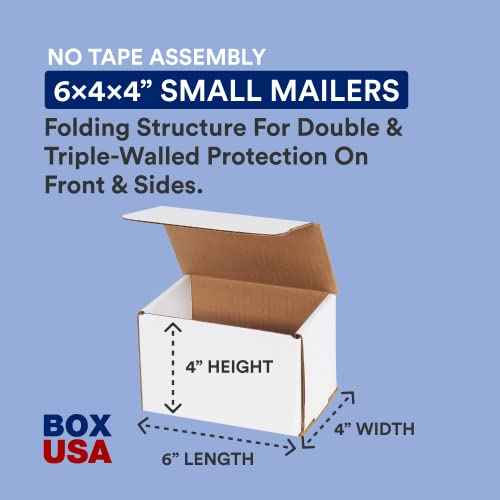 BOX USA Shipping Boxes Small 6"L x 4"W x 4"H, 50-Pack | Corrugated Cardboard Box for Packing, Moving and Storage