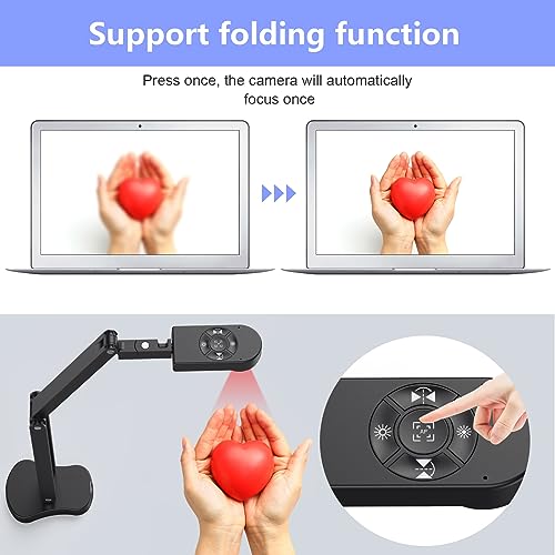 8MP 4K Document Camera & Webcam with Dual Microphones, A3 Size, LED Lights