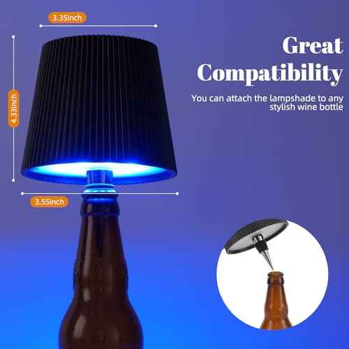 Wireless Bottle Lamp, RGB Modes & 3 Color Wine Bottle Lights with 2800 mAh Battery, Touch Dimming Wireless lamp, Portable Rechargeable Bottle Lamp Kit for Bedroom, Restaurant, Bar (2PCS)