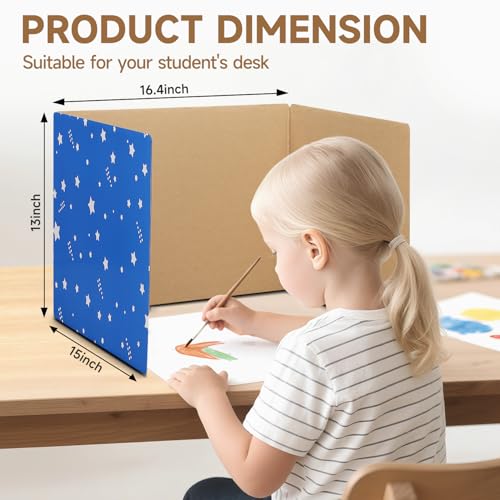 EARTHSON 22 Pack Desk Dividers for Students, Cardboard Privacy Folder for Students, Privacy Boards, Test Divider Classroom Study Carrel Teacher Supplies, Blue