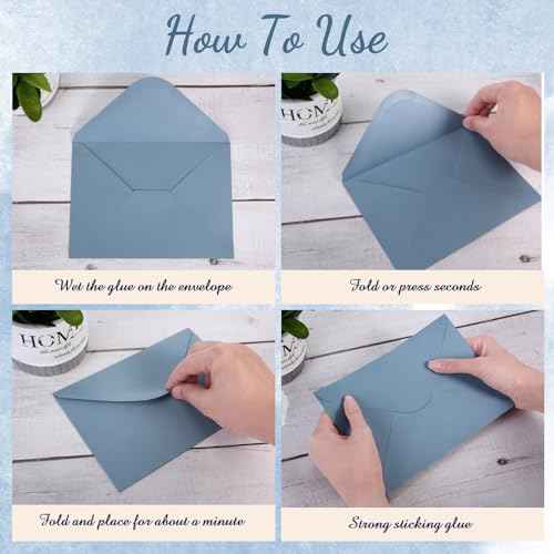 Jutom 250 Pcs A7 Wedding Gift Cards 5x7 Envelopes V Flap Invitation Envelopes for 5x7 Cards Printable Self Adhesive Envelope for Office Baby Shower Graduation Birthday Supplies (Dusty Blue)