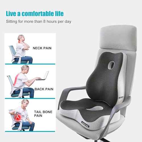 Coccyx Seat Cushion, Sciatica Pain Relief Tailbone Cushion for Office Chair, Car Seat, and Home Seat, Office Chair Cushions for Back and Butt