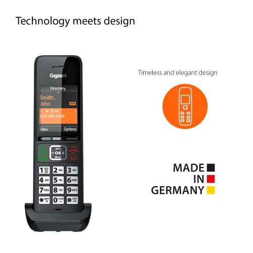 Gigaset Comfort 552H - Additional Handset - Charger - Elegant Cordless Phone for DECT Base - Made in Germany - Hands-Free Function - Big Phone Book, Titanium-Black