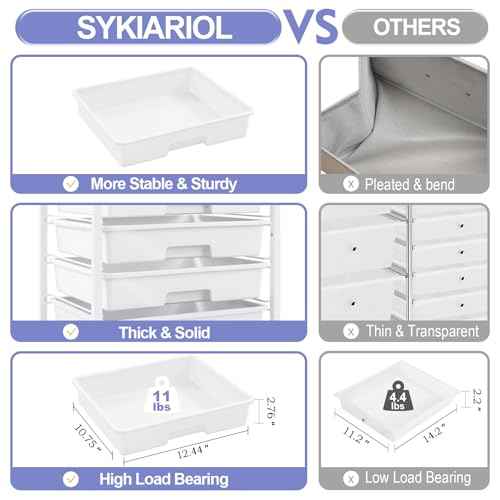 Rolling Cart with Drawers,Utility Cart with 6 Drawers,Rolling Storage Cart with Drawers and Wooden Tabletop & Lockable Wheel,White
