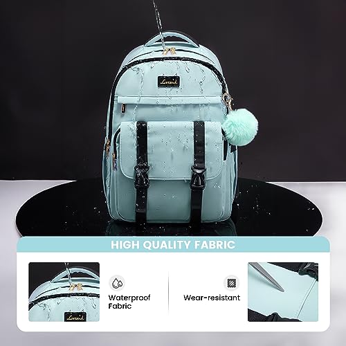 LOVEVOOK School Backpack for Teen Girls, Student Backpack Purse for 14-16 Teenage, Cute Kid Bookbag, Back to School Backpacks Fit 15.6 Inch Laptop, Large College Travel Bag, Mint Green
