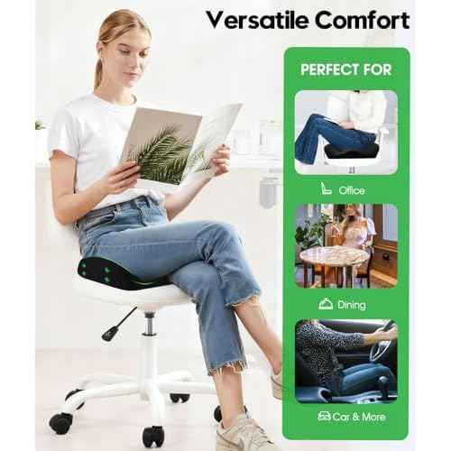 Ergonomic Office Chair Cushion ? Gel Memory Foam Seat Pad with Non-Slip Cover, Pressure Relief for Long Sitting, Back Pain, Tailbone Support (Black)