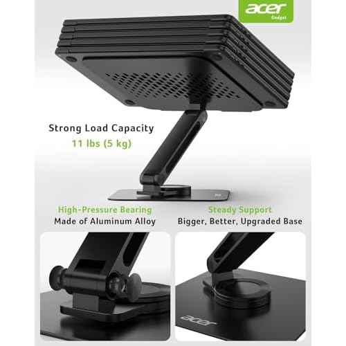 acer Laptop Stand for Desk - with 360 Swivel Base, Rotating Laptop Riser for Desk, Adjustable Computer Stand for Laptops, Ergonomic Riser Holder Foldable, Portable MacBook Pro Air (10-16") - Black