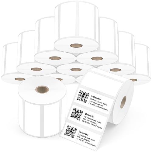 3x1 Direct Thermal Barcode Labels - 12 Rolls 1300 Label/Roll White Perforated Address Labels, 15600 Self Adhesive Thermal Label Compatible with Zebra, Rollo, MUNBYN