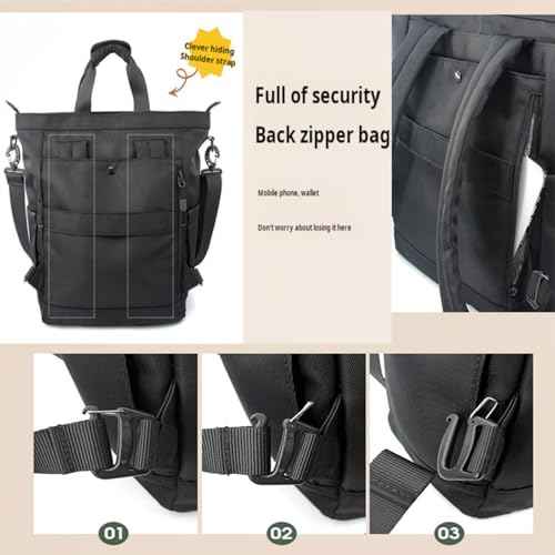 NOBLEMAN Convertible Black Laptop Backpack Purse for Women Travel Work, 3 In 1 Tote Backpack Convertible Bag Daypack for Work, Daily, Travel