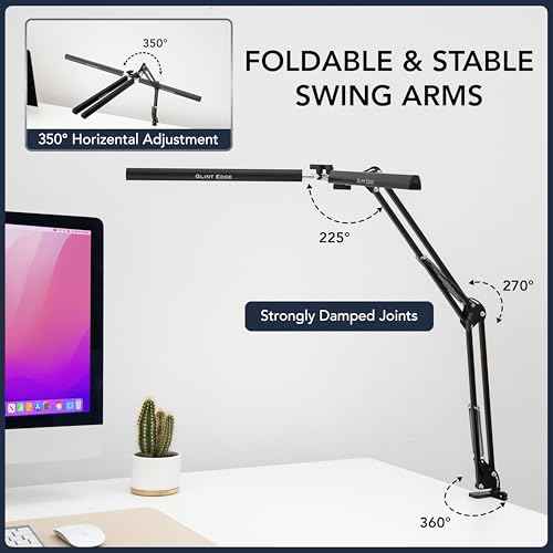 Double Head LED Desk Lamp, Ultra-Wide Coverage for 72" Workspaces, Eye-Caring, 360¡Æ Adjustable, Stepless Dimming, Remote Control, 10 Brightness Modes, 3 Color Temperatures, Energy Efficient