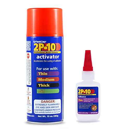 FastCap CA Super Glue - 2P-10 Thin Viscosity (2.25oz) & Activator (10oz)?Perfect for Micro Fractures Hairline Cracks-Quick Bonding, Durable, Versatile-Industrial Adhesive Professional DIY, Clear