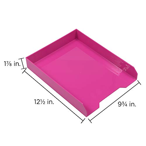 Pink Stackable Paper Trays - Pack of 2 Desktop Document Organizers, Letter Size