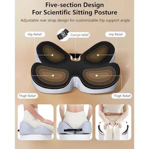 Seat Cushion for Office Chair,Butterfly Memory Foam Seat Cushion for Office,Dask,Car,Wheelchair, Tailbone Pain Relief Cushion for Long Sitting - Back, Sciatica, Coccyx,Hemorrhoids