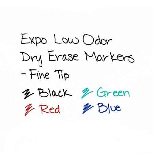 Expo 86001 Low Odor Dry Erase Marker, Black; Fine Tip, Quick-Drying Ink, 2 Packs of 12 Markers, 24 Markers Total