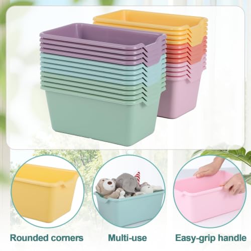Pastel 24 Pack Plastic Cubby Bins for Classroom & Home Organization