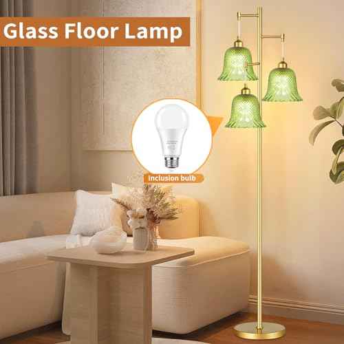 Rattan Floor Lamp for Living Room,Bedroom,Tree 3 Lights Boho Floor Lights Industrial Black Farmhouse Wicker Standing Lamp Rustic Tall Lamp,Woven Bamboo Lamp Shade Floor Lamps Bohemian