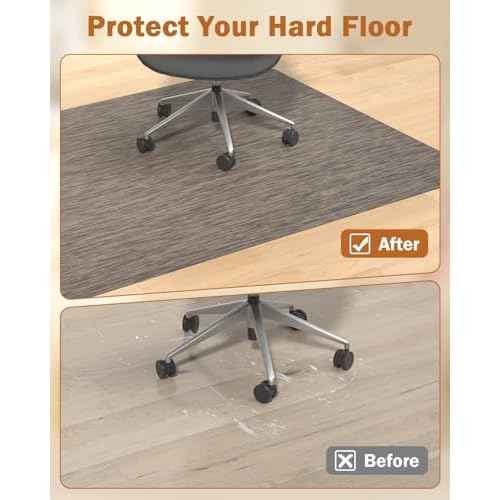 Blvornl Office Chair Mat for Hardwood Floor, 35.4"*47.2" Desk Computer Chair Mat for Hard Wood, Large Anti-Slip Hard Floor Protector Rolling Chair Mat, PVC Mat Desk Rug for Office and Dark Brown