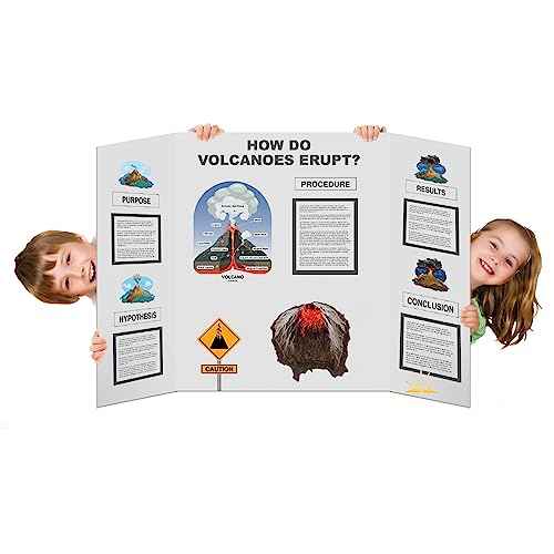 Rsgift 4 Pcs Tri-fold Poster Boards 48 x 36 inches, Premium Corrugated Presentation Boards with Double Sided Tapes,Display Boards for School Project,Exhibitions, Business Presentation