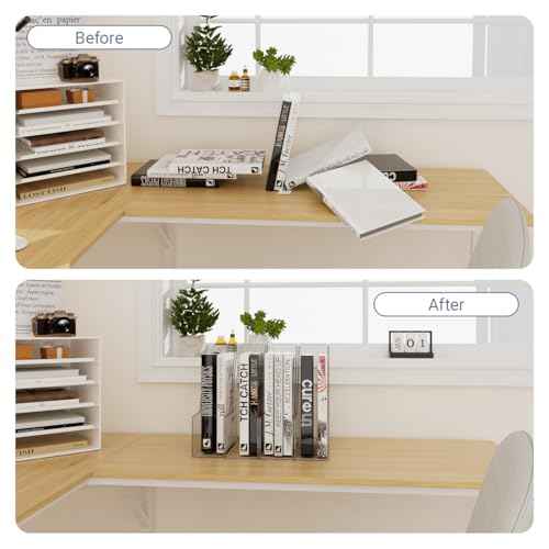 Magazine Holder, Versatile Plastic Clear Magazine Holder, Book File Folder Organizer Store for Office Desk, Desk Organizer Set - 4 Pieces