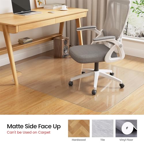 Yecaye Desk Chair Mat for Hardwood Floor, Office PVC Computer Chair Mat, Floor Protector for Rolling Chairs (Transparent, 48" x 60")