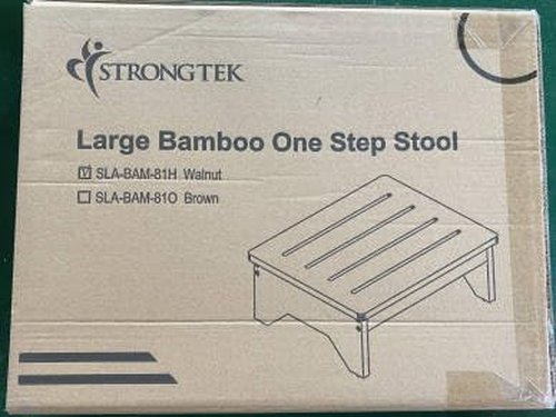 StrongTek Bamboo Bed Step Stool for Adults & Kids – Wide 16" Platform, 300 lbs Capacity, Non-Slip Drainage Surface, 6.5" Height Safe Bedside Stool, Bathroom Shower Step & Office Foot Rest (Walnut)