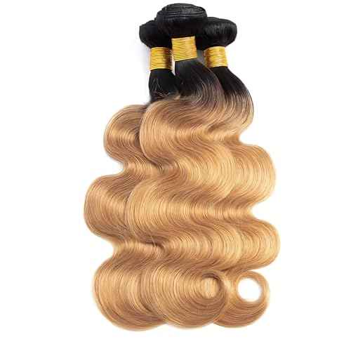 1b/27 Human Hair Bundles Ombre Body Wave Bundle 10 12 14 Inch Brazilian Unprocessed Virgin Remy Double Weft 3 Bundles Human Hair Blonde Ombre