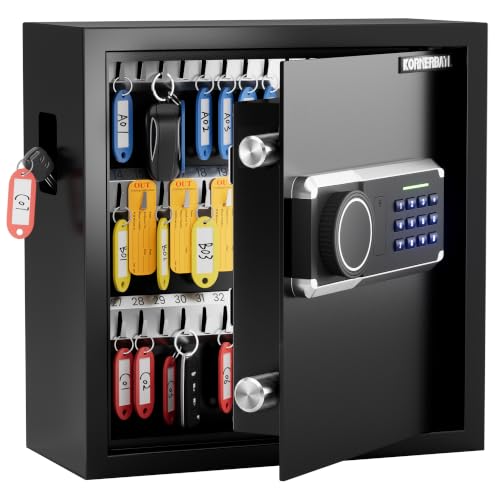 KornerBatl 65-Key Heavy Duty Wall Mount Key Cabinet with Code - 65 Key