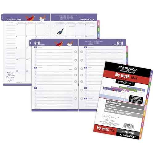 AT-A-GLANCE 2026 Planner Refill, Weekly & Monthly, 5.5" x 8.5", Size 4, Desk Size, 52122 Day-Timer, Kathy Davis (KD81-285Y-26)