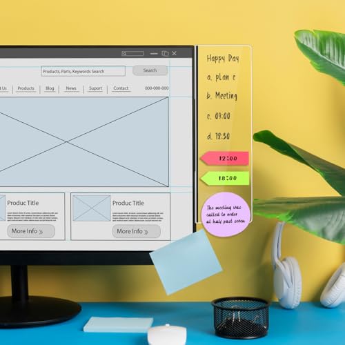 Crpich Magnetic Acrylic Monitor Memo Board - Clear Small 10.6 x 3.3 Inches, Compact Desk Organizer for Laptop & Small Monitors (S-10.6x3.3in)